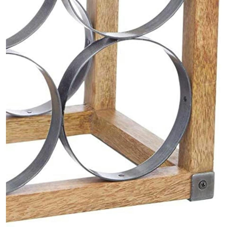 image 1 of KitchenCraft Wine Rack Wood Metal 6 Bottle