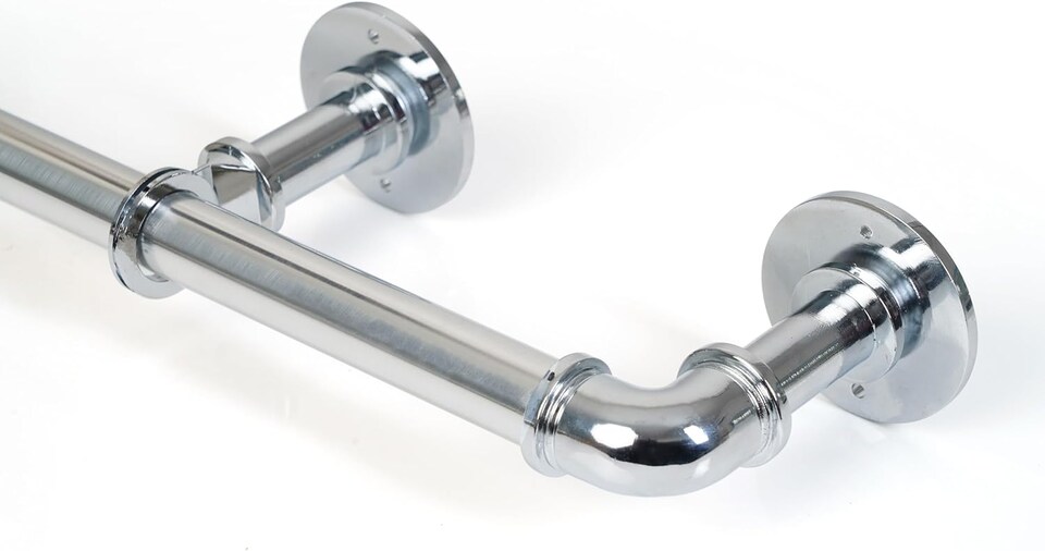 image 1 of Lister Cartwright 25mm Chrome Industrial Pipe Extendable Curtain Pole Heavy Duty Metal Curtain Rod(120-320 cm)