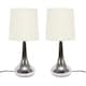 image 4 of ValueLights Teardrop Pair Chrome Touch Table Lamp Cream Shade & Bulb | Cream