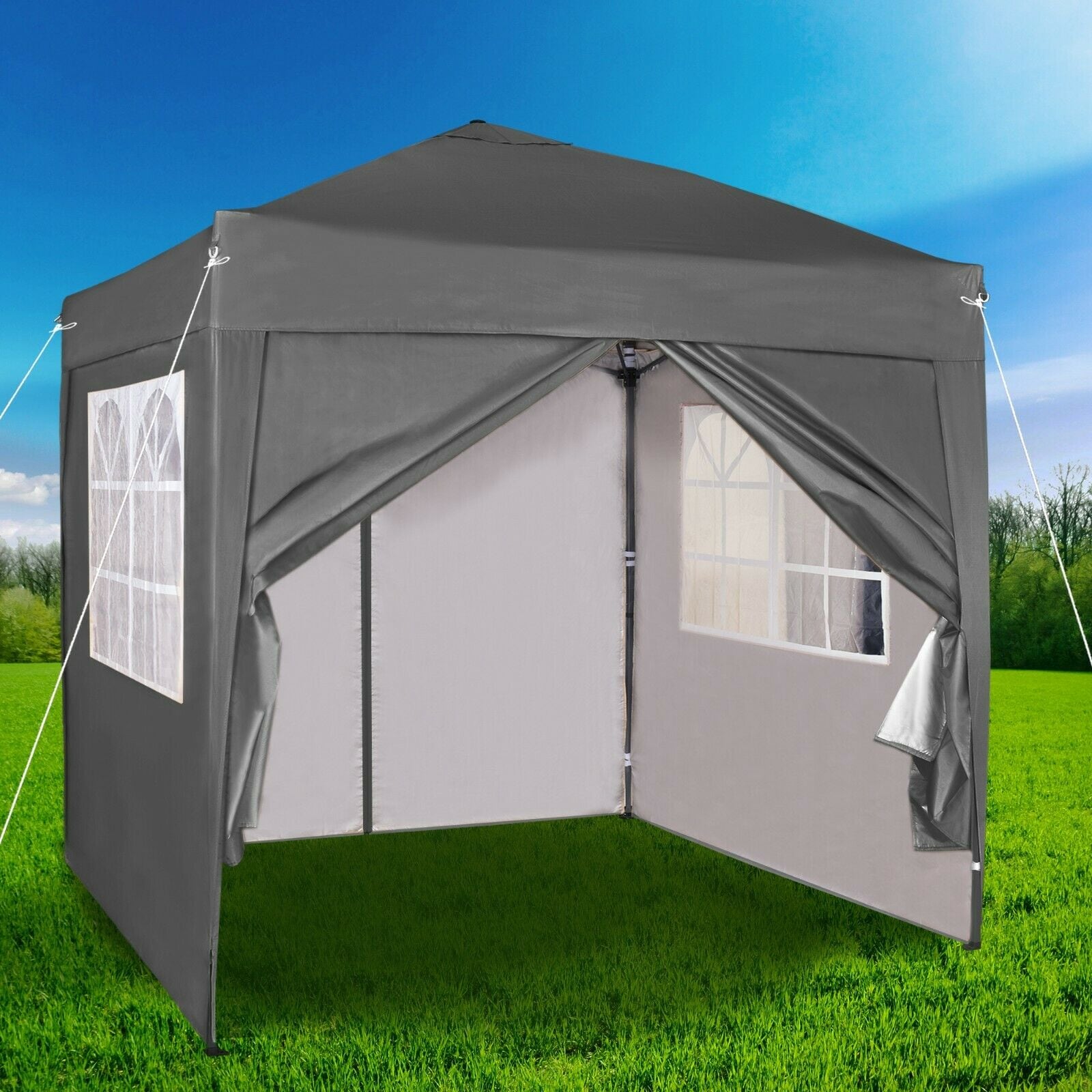 MCC Direct 2X2 Pop up Grey Gazebo with Sides | Grey | Grey
