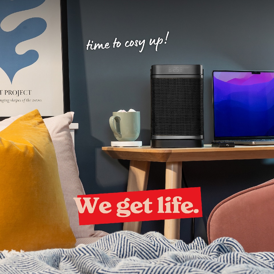 image 1 of Russell Hobbs RHCH2001S Space Heater in Black & Silver Square 1500W Portable Electric Heater