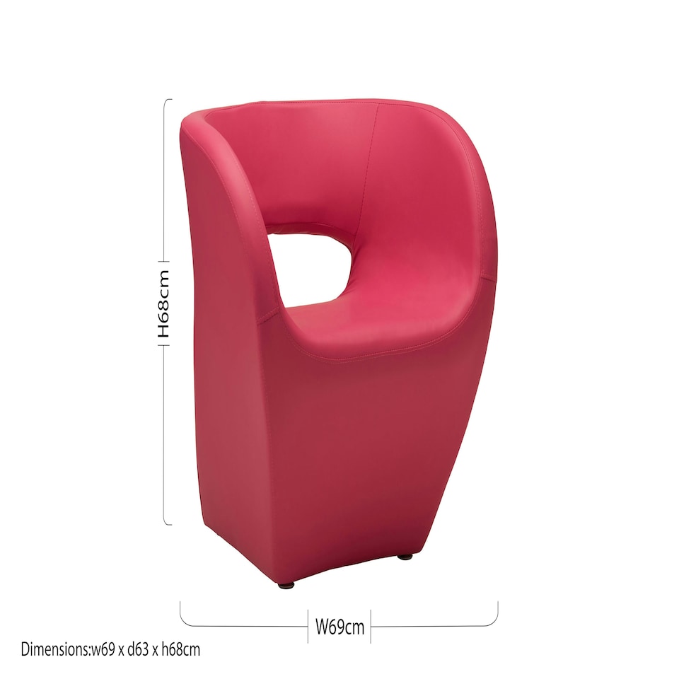 image 1 of Interiors by Premier Hot Pink Leather Effect Chair, Backrest Bredroom Chair, Comfortable Living room Chair