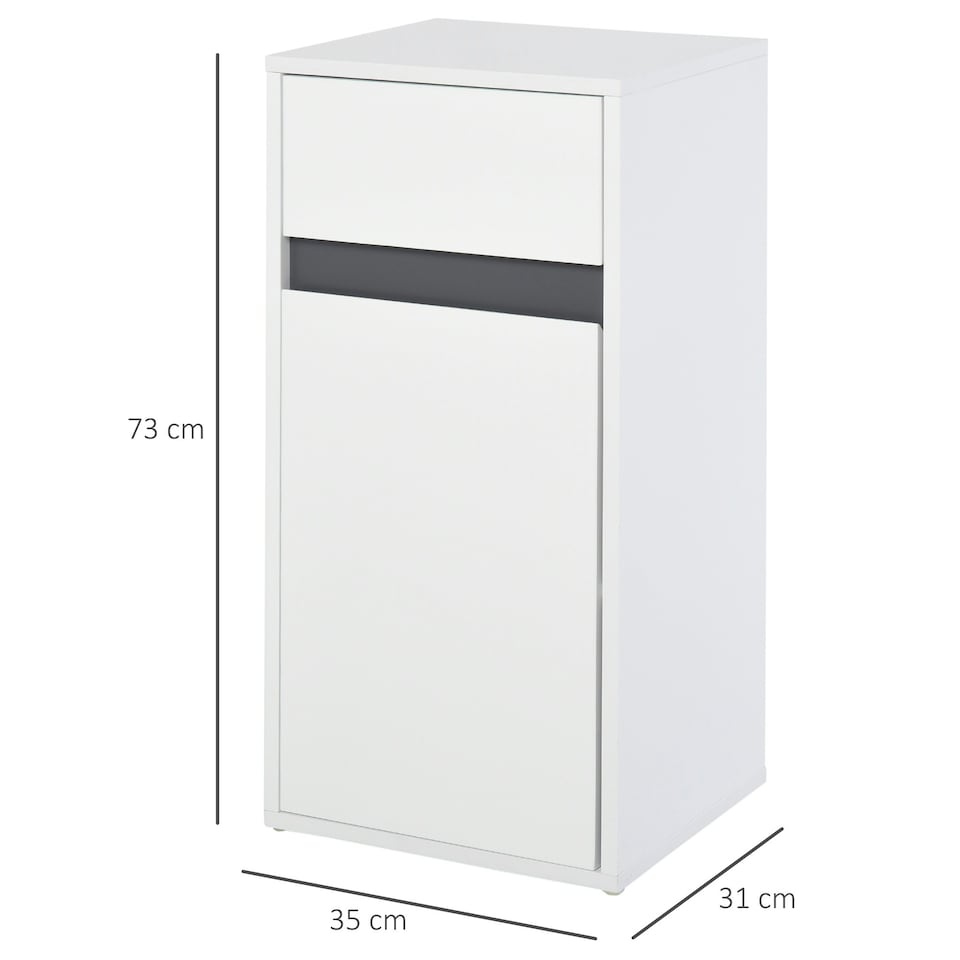 image 1 of HOMCOM Modern Minimalistic Bathroom Storage Cabinet Drawer Cupboard Shelf White