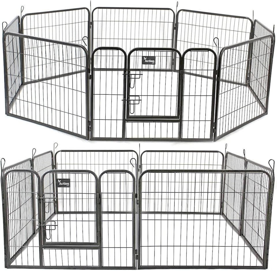 image 1 of Actiaspet Heavy Duty 8 Panel Pet & Small Animal Playpen Run Metal Folding Cage (Silver, Small, 8)