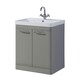image 1 of Bathroom 2-Door Floor Standing Vanity Unit with Basin 800mm Wide White 1 Tap Hole - Basalt Grey - Brassware Not Included | White | White | 1
