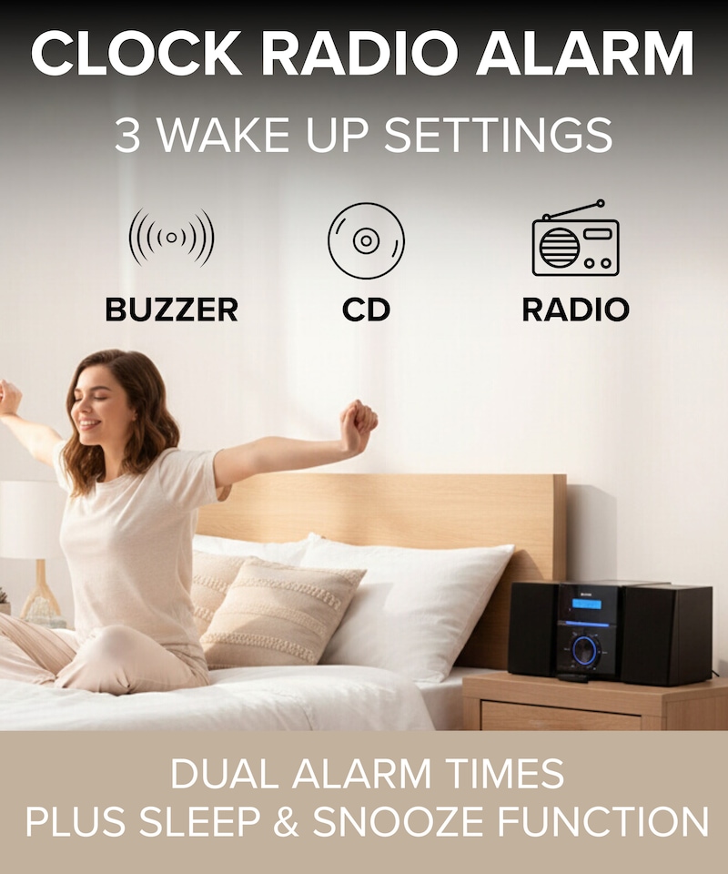 image 1 of Denver Compact HiFi System with CD Player, FM Radio & Alarm - MCA-240