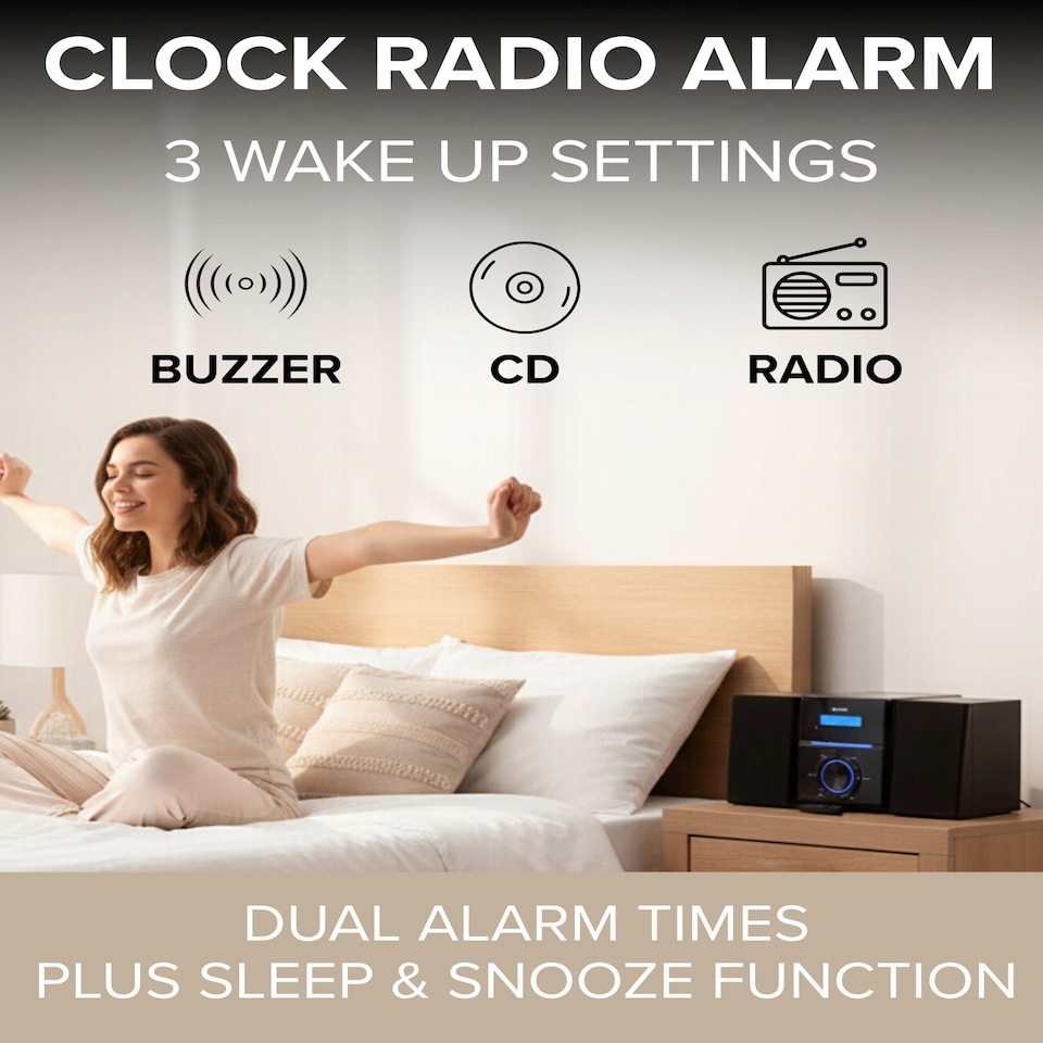 image 1 of Denver Compact HiFi System with CD Player, FM Radio & Alarm - MCA-240