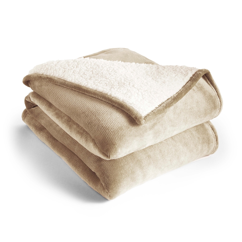 image 1 of Silentnight Snugsie Giant Blanket, Sherpa Fleece Lined, Natural, 240 x 180 cm