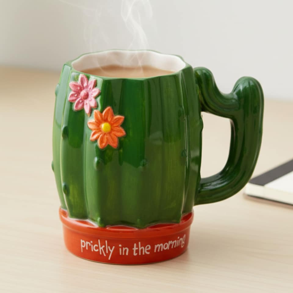 image 1 of Prickly in the Morning Cactus Mug 18oz - Plant Lovers Gift