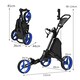 image 2 of COSTWAY 3 Wheel Golf Push Cart Folding Golf Holder Blue