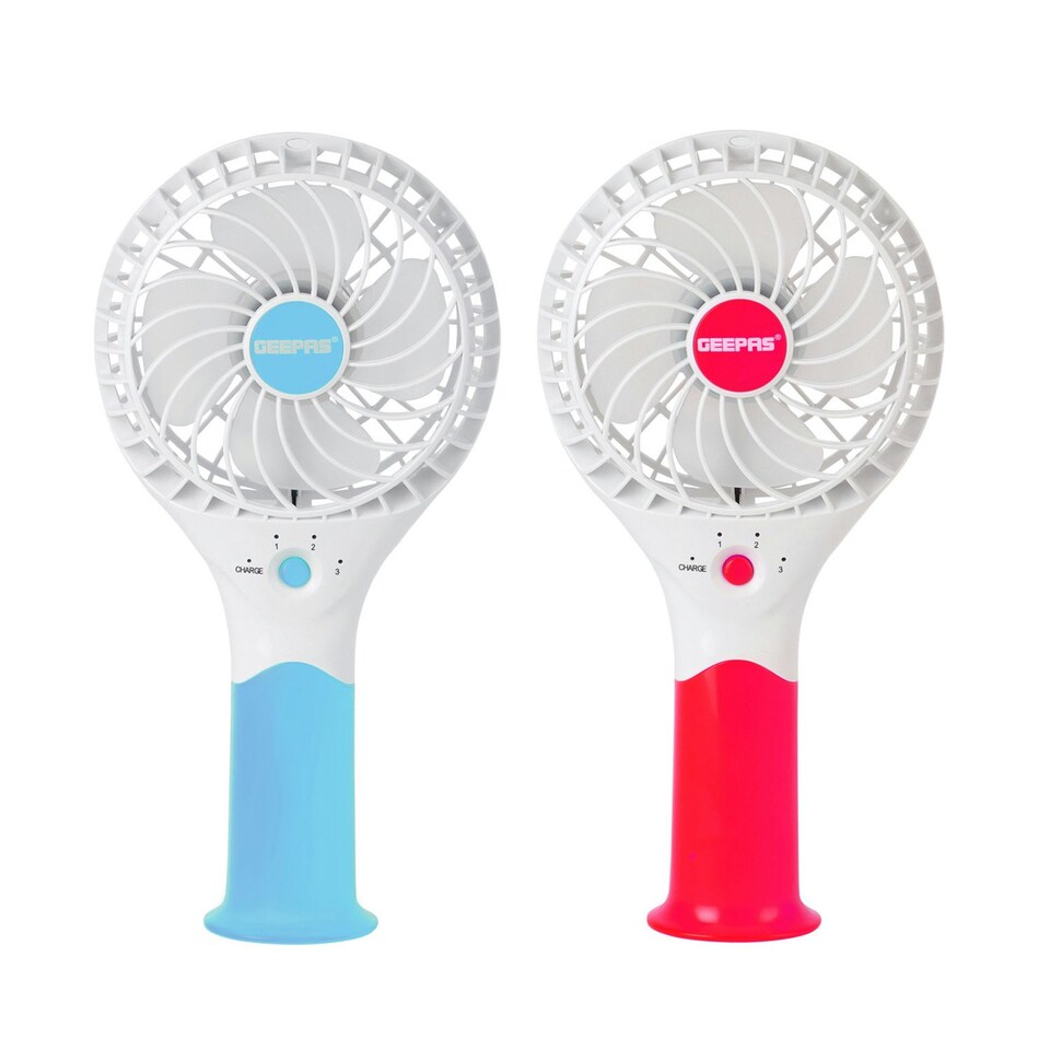 GEEPAS Rechargeable Mini Fan Pack of 2 (Pink & Blue)