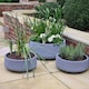 image 9 of Large Ribbed Stone Grey Light Concrete Bowl Garden Planter H12 D31 cm, 9 ltrs Cap.