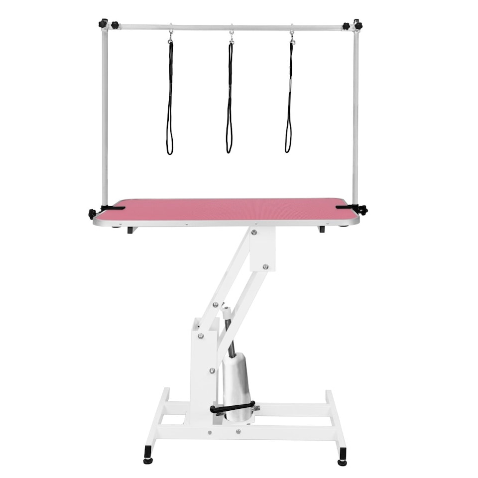 image 1 of White Hydraulic Grooming Table - Pink Table Top