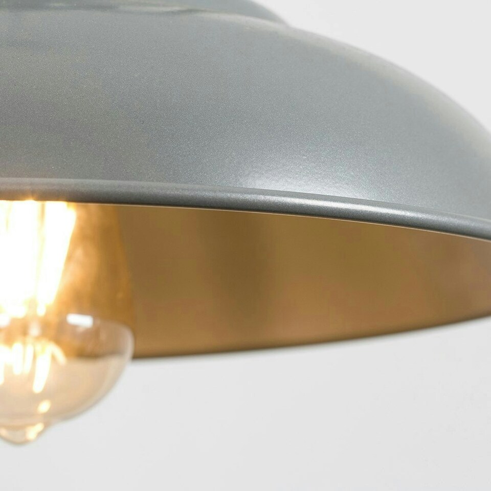 image 1 of ValueLights Duomo Painted Grey Pendant Light and E27 Pear LED 4W Warm White 2700K Bulb
