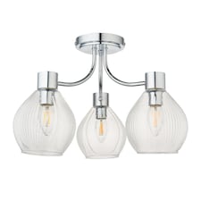 Hamilton 3 Light Polished Chrome Semi Flush Ceiling Light