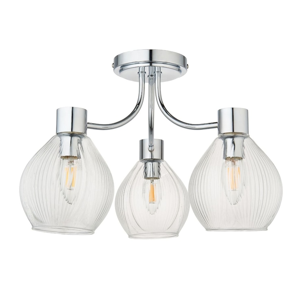 image 1 of Hamilton 3 Light Polished Chrome Semi Flush Ceiling Light