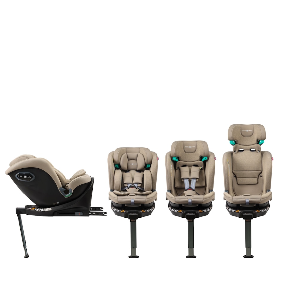 image 1 of Cozy N Safe Stanford i-Size 360 Rotating Car Seat 40-150cm, ISOFix & Support Leg, Rear & Forward Facing, 5 Recline Positions, Adjustable Headrest, Side Impact Protection, Birth to 12 Years (Ecru)