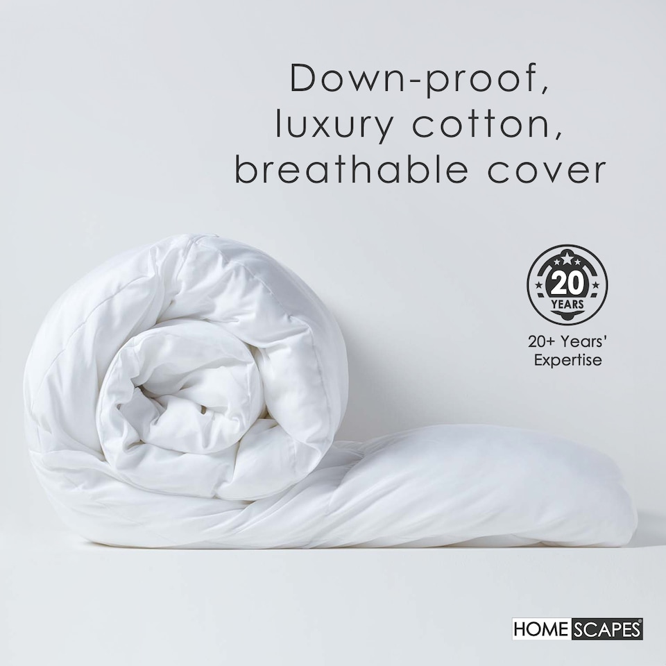 image 1 of Homescapes Goose Feather and Down 2.5 Tog Summer Duvet | White | 1