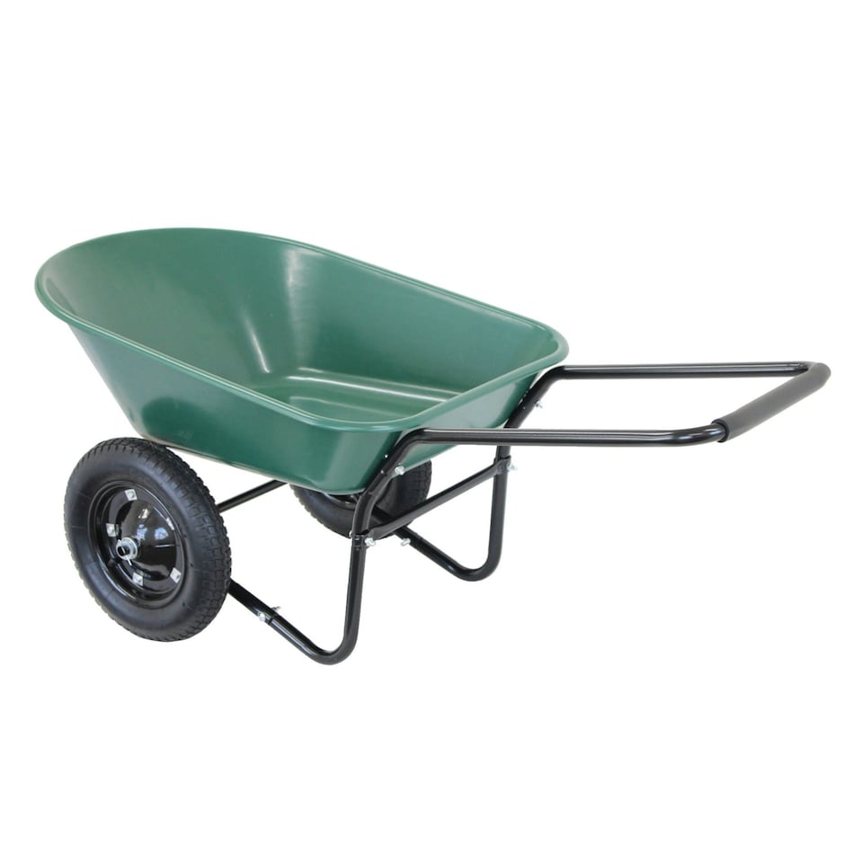 image 1 of Oypla Heavy Duty Plastic Two Wheeled 70L Yard Garden Wheelbarrow Pneumatic Tyre