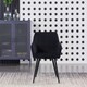 image 2 of Set of 2 Camden Modern Velvet Dining Chairs with Armrests, Quilted Design & Black Metal Legs Black