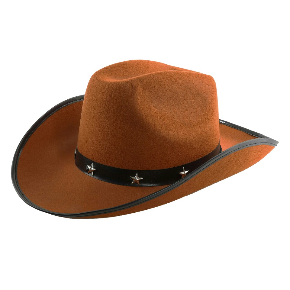 image 1 of Star Studded Cowboy Hat – Western Fancy Dress Accessory (Comes in Multiple Colours) Brown | One Size