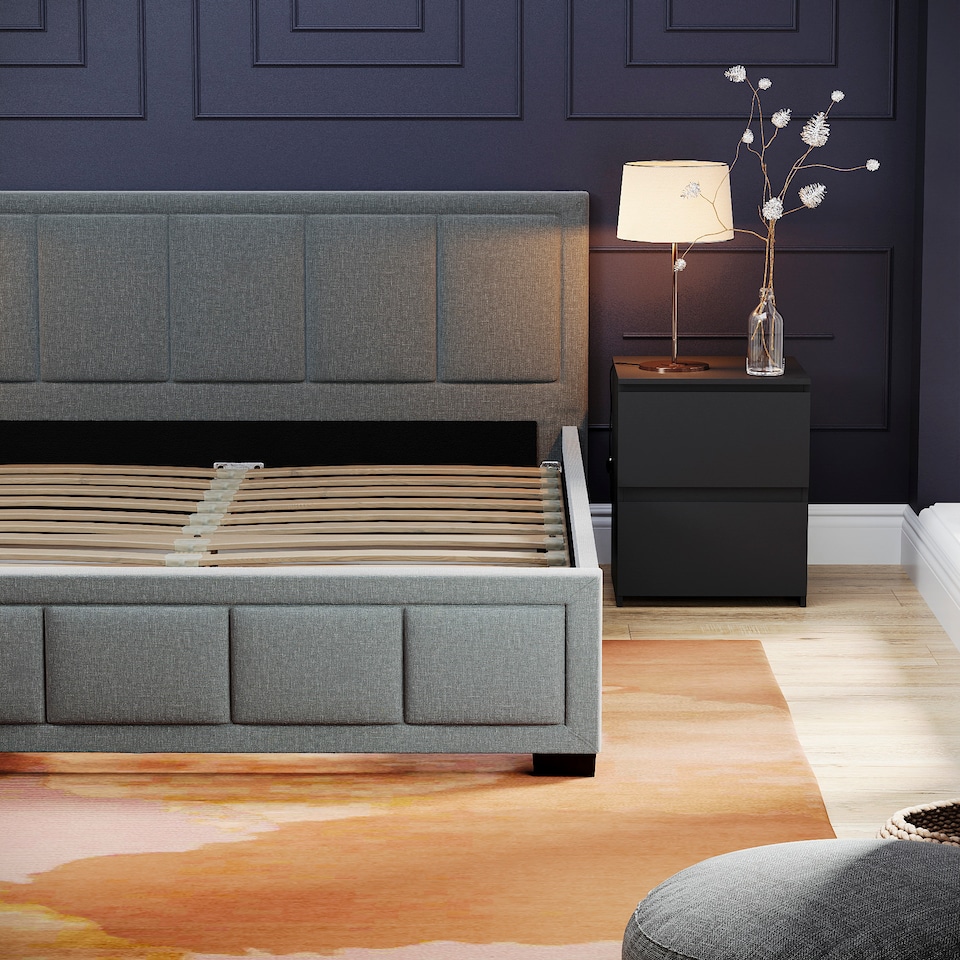 image 1 of Vida Designs Vanita 5ft King Size Bed Fabric Upholstered, Light Grey, 150 x 200cm