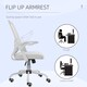 image 7 of Vinsetto Office Chair with Flip-up Armrest, Mid Back Desk Chair with Mesh Back, Lumbar Support, Adjustable Height, Swivel Wheels for Home, White