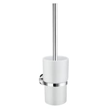 Smedbo Polished Chrome Toilet Brush and Porcelain Holder