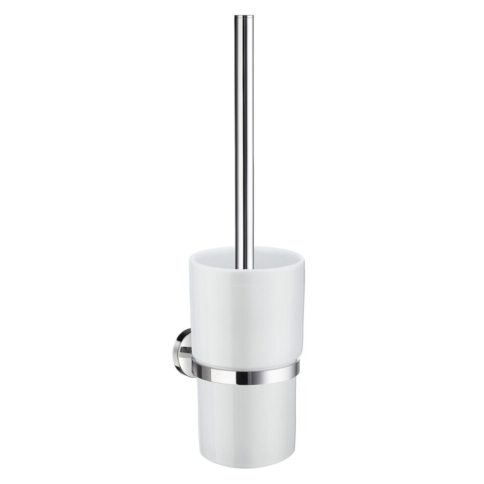 Smedbo Polished Chrome Toilet Brush and Porcelain Holder