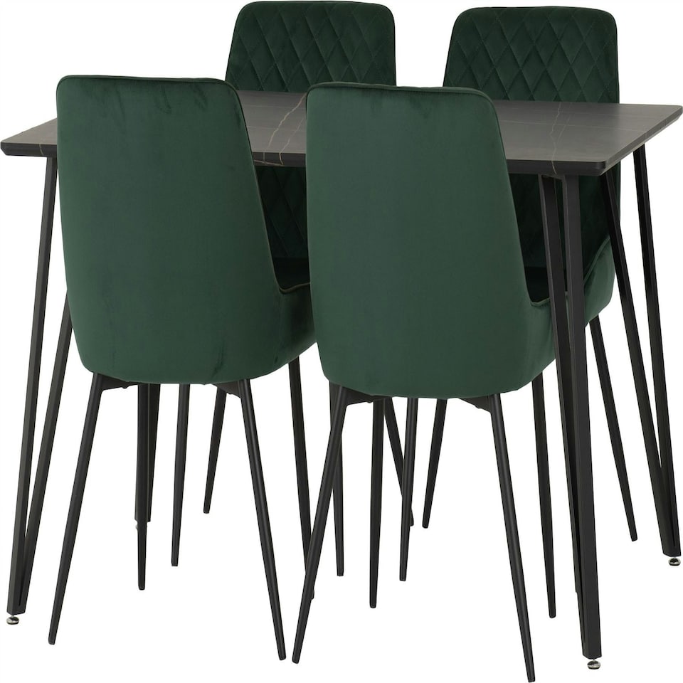image 1 of Marlow Dining Set with Avery Chairs Black | Black Marble/Grey