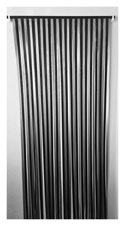 image 1 of Heavy Duty Bug Blind,Fly Blind,Strip Blind, Door Blind-STRIP BLIND - BLACK & SILVER (80cm wide-UK Standard door size) | Black | Silver
