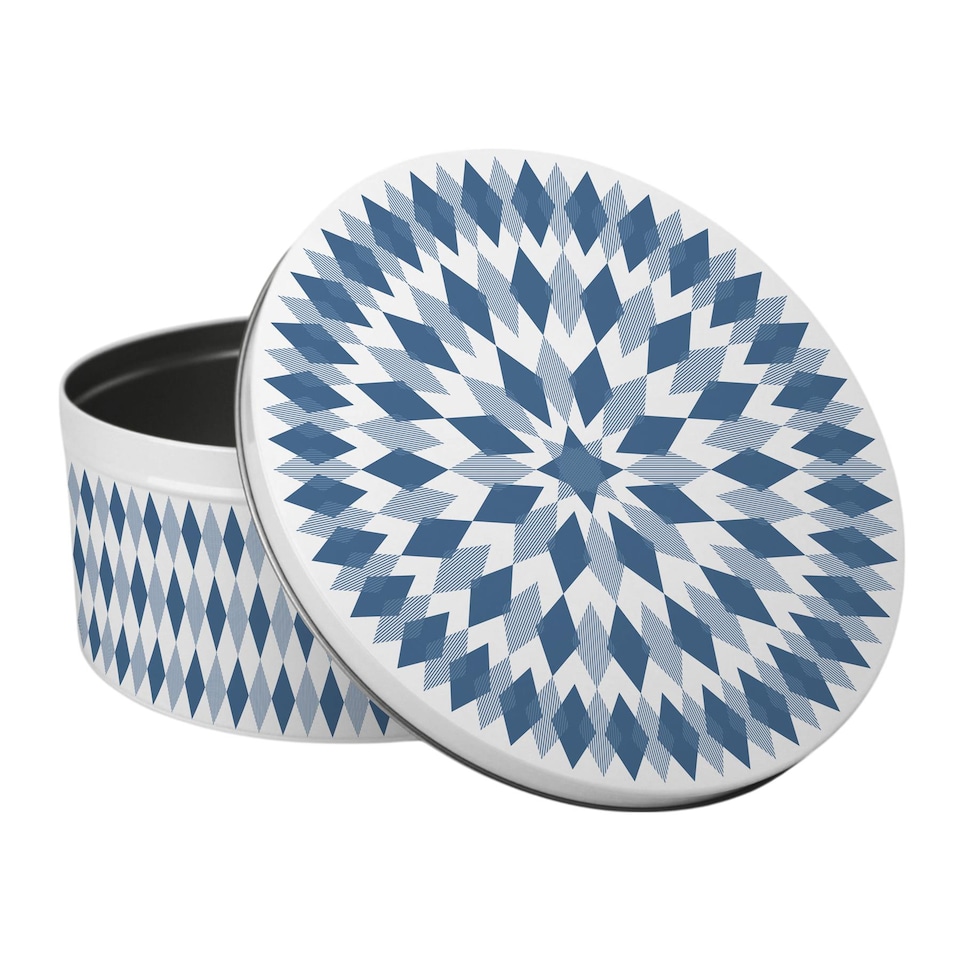 image 1 of Blue Argyle Pattern Large Round Cake Tin