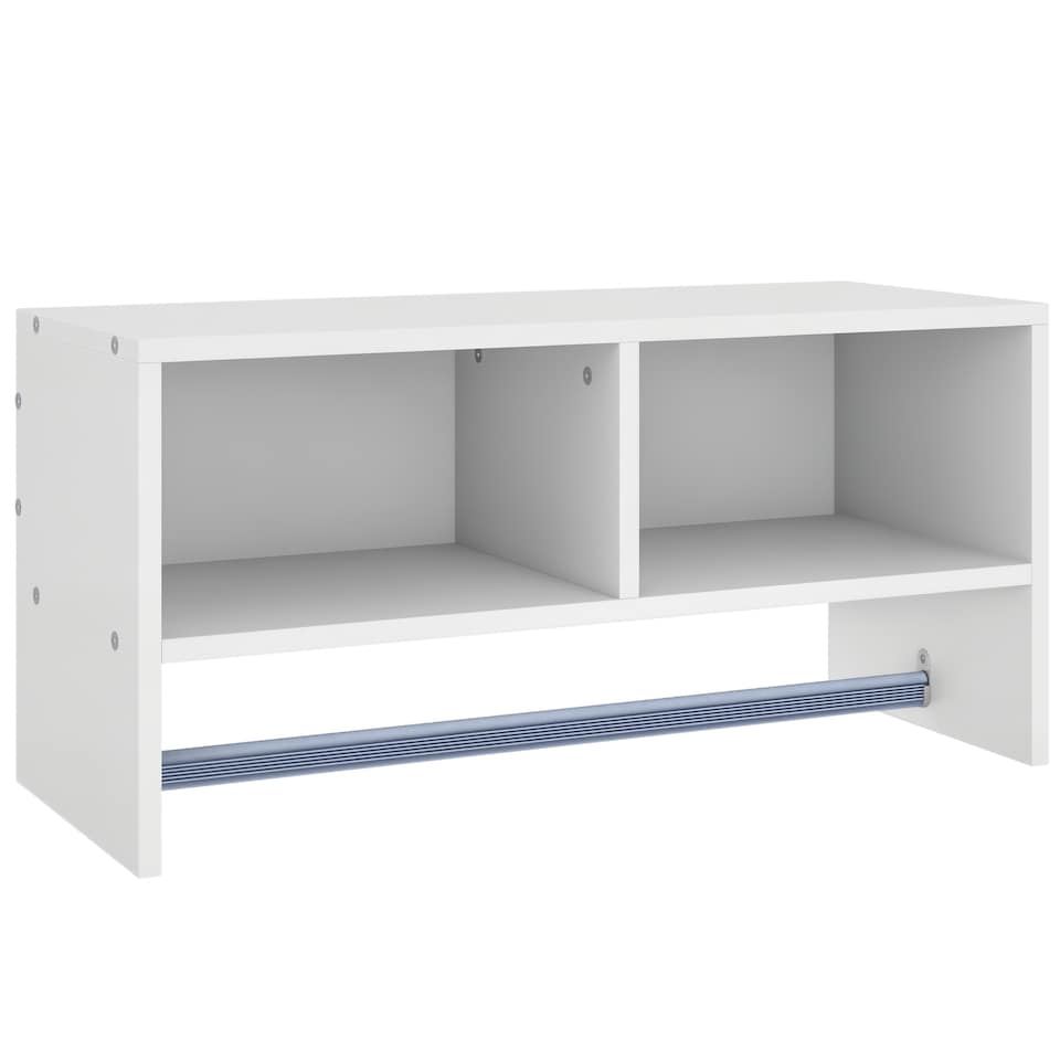 image 1 of HOMCOM Wall Mounted Coat Hanger Hooks Rack Stand Hallway Coat Rack Rail & Storage Shelf Hanging Coat Organizer (White)