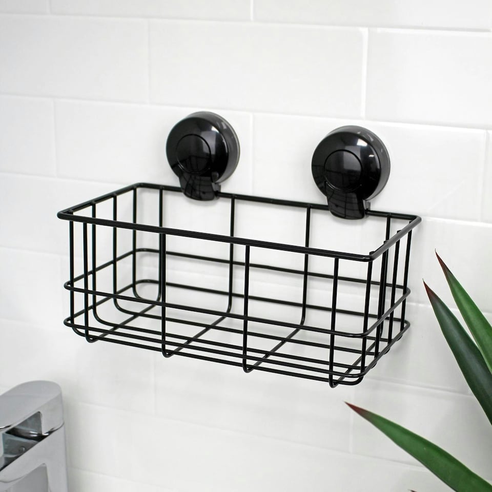 image 1 of Showerdrape SuctionLoc Black Wall Mounted Bottle Basket