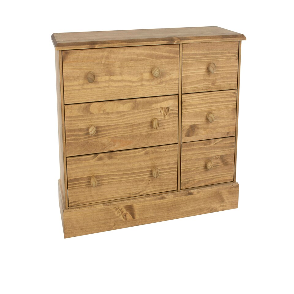 image 1 of Core Products Cotswold, 3+3 Drawer Wide Chest H77.3cm x W116.3cm x D40.5cm Brown