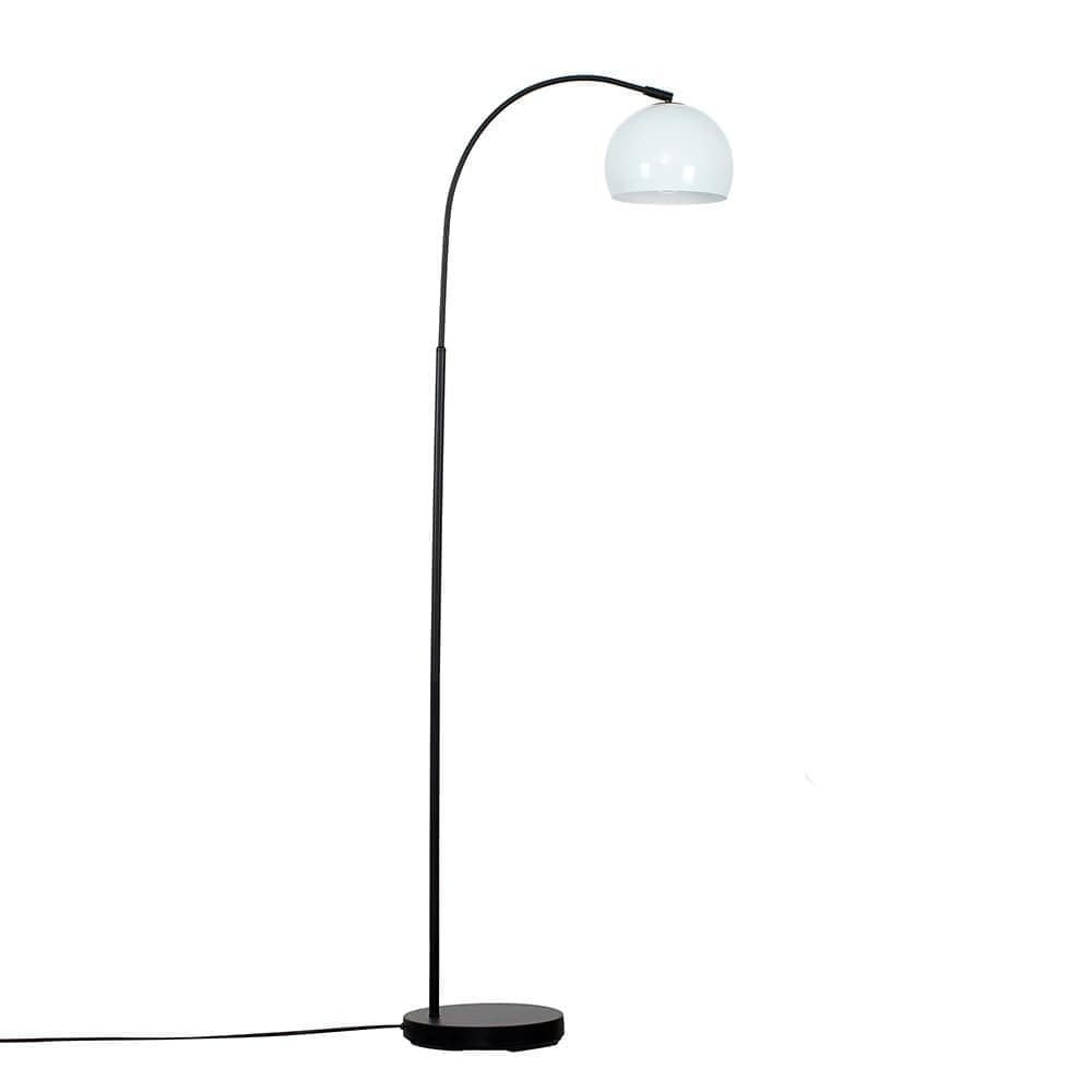 ValueLights Curva Black Floor Lamp Pale Blue Metal Dome Shade