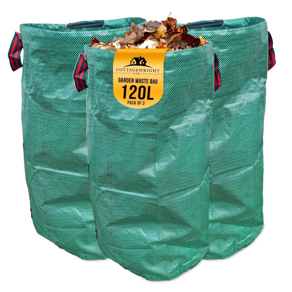 image 1 of Garden Bags Heavy Duty with Handles Reusable Garden Waste Bags for Plant, Grass, Dirt, Leaves Collection - Pack of 3