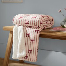 Furn Noortje Bows Sherpa Fleece Throw | Pink | Silk Pink | 1