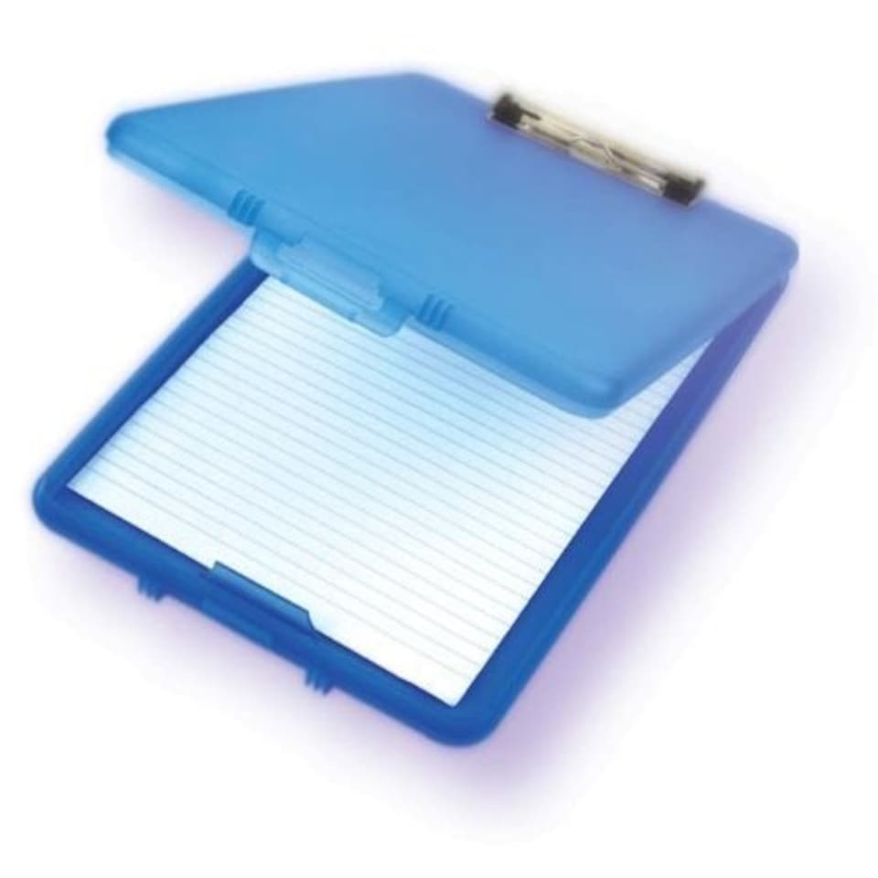 A Stationery 2X A4 Plastic Compact Clipboard Paper Storage Box File Blue