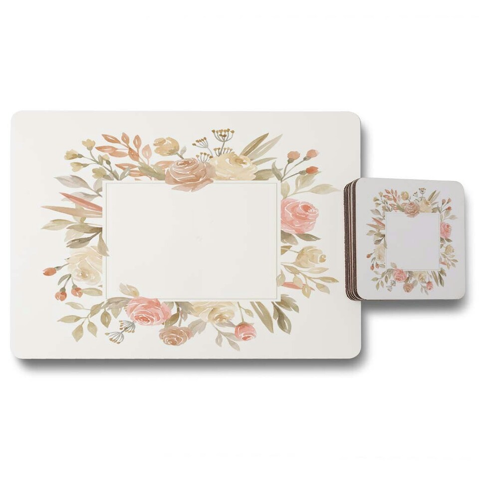 image 1 of Flower Border (Placemat & Coaster Set)