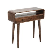 Winnie Dark Mango Wood Console Table with 2 Drawers Brown