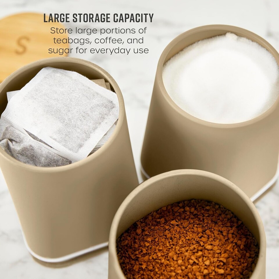 image 1 of Swan Nordic Oatmeal Tea Coffee Sugar Canisters Kitchen Storage SWKA18524OAT