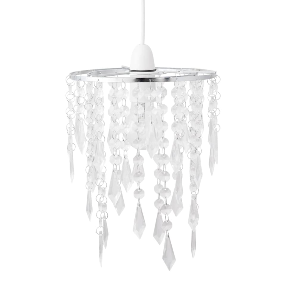 image 1 of Chrome & Clear Jewels Light Shade | Clear | Chrome | Small | 1