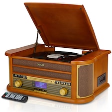 Denver 9-in-1 Retro Vintage DAB Bluetooth Wooden Radio Record Player - MRD-51BT | Brown | Vintage Wood