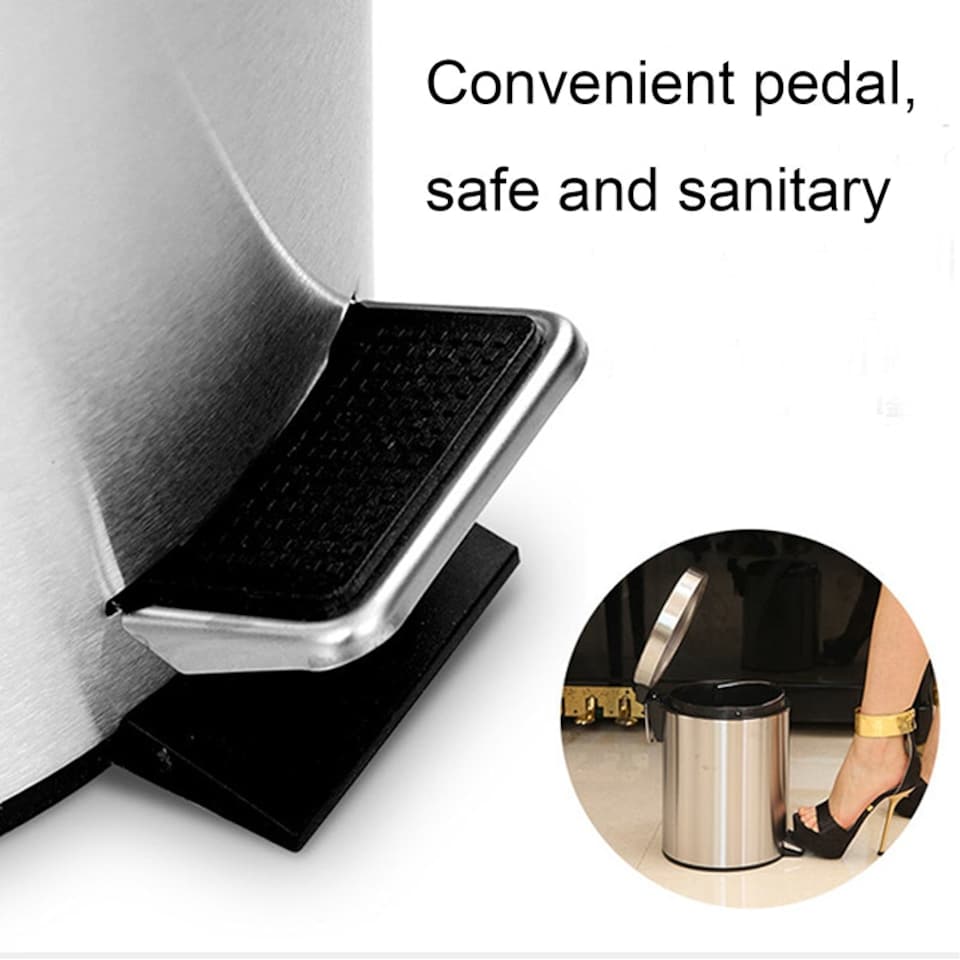 image 1 of Silver Metal Wastebin 5L