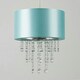 image 1 of ValueLights Duck Egg Blue Cylinder Ceiling Pendant Light Shade with Clear Acrylic Jewel Effect Droplets - Complete with a 6w LED GLS Bulb 3000K Warm White