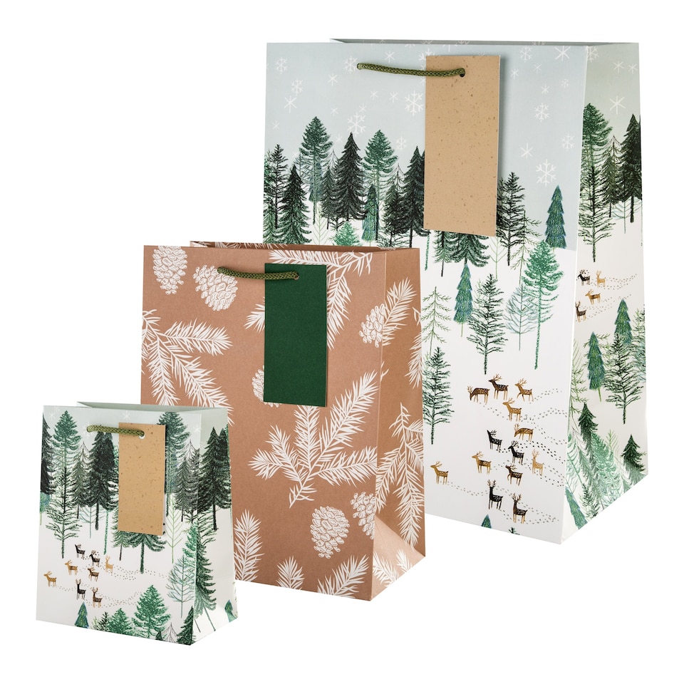 image 1 of Hallmark Pack Of 3 Christmas Gift Bags - 3 Sizes 3 Festive Designs