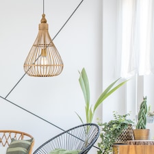 EGLO Amsfield Caged Teardrop Rattan Single Pendant