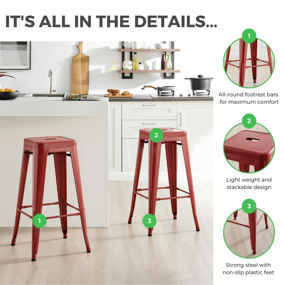 image 1 of Furniturebox 2x Colton 'Tolix' Style Grey Metal Bar Stools