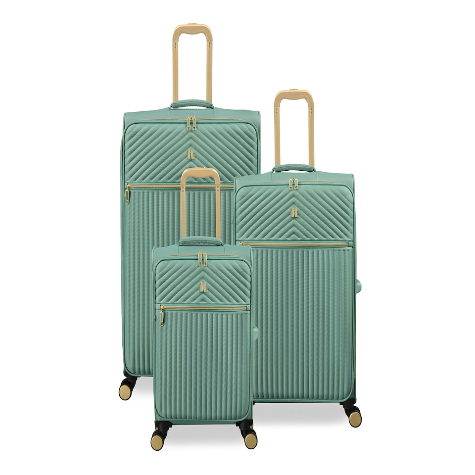 image 1 of IT Luggage Esplanade Granite Green 3pc Suitcase Set Green